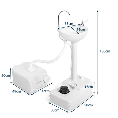 Portable Camping Sink with Rolling Wheels and Running Faucet