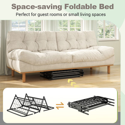 Portable Folding Bed with Headboard and Footboard for Guest Room-Black-Single Size