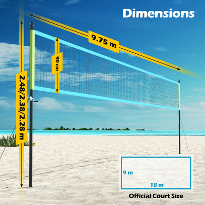 Portable Outdoor Volleyball Net Set Heavy-Duty Volleyball Net System-Green