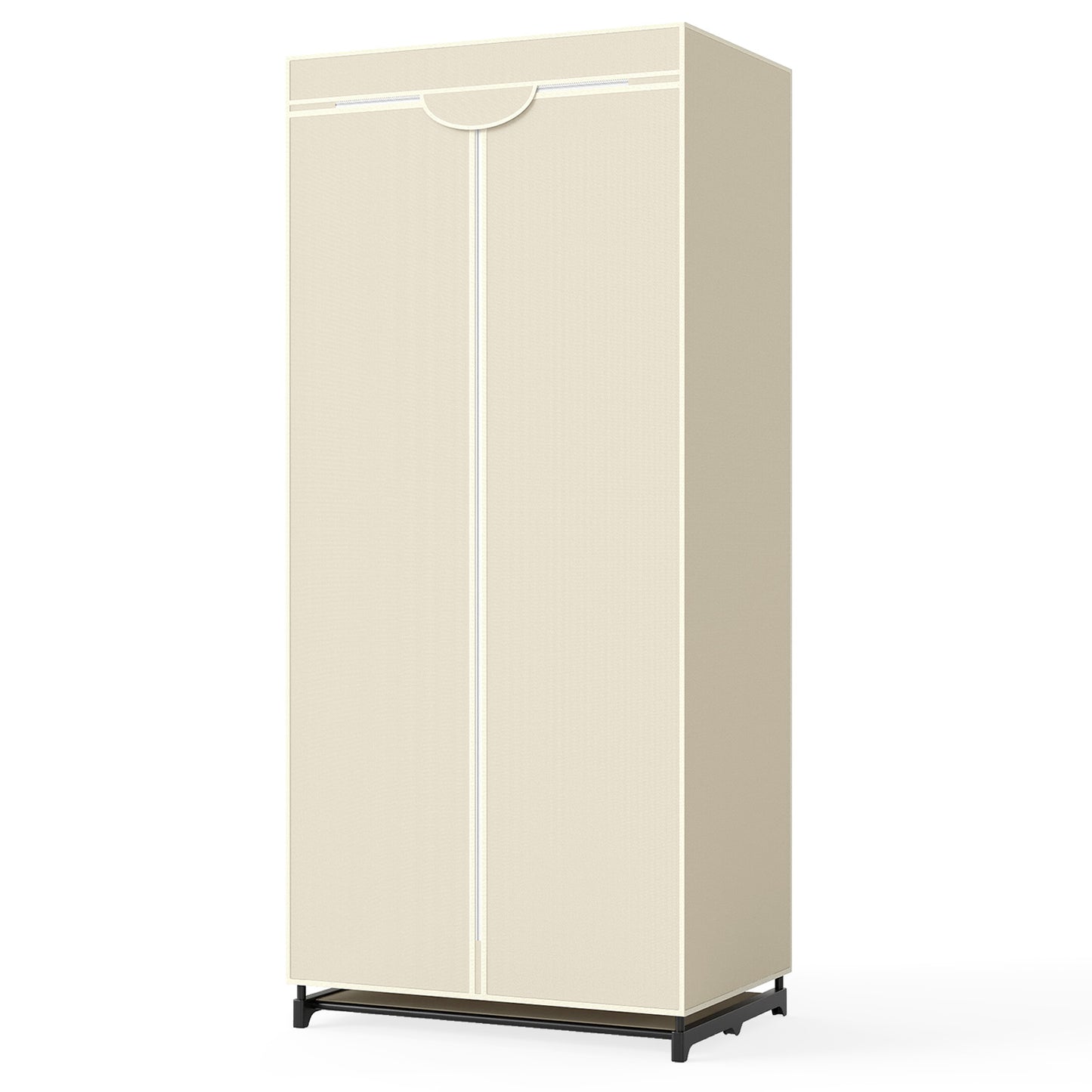Portable Single Clothes Closet with Hanging Rail-Beige