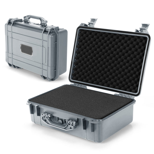 Portable Grey Waterproof Hard Case with Customizable Fit Foam-Grey-45 x 34 x 18 cm