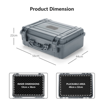 Portable Grey Waterproof Hard Case with Customizable Fit Foam-Grey-56 x 44 x 22 cm