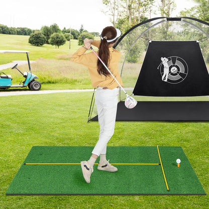 Premium Golf Practice Hitting Mat 3-In-1 with Synthetic Grass Turf-27 mm