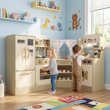 Pretend Play Kitchen Playset with Faucet and Dishwasher-Green
