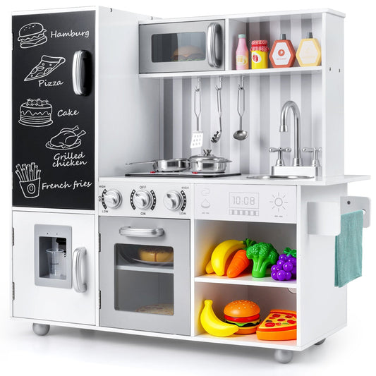 Pretend Play Kitchen for Kids with Utensils Aged 3+-Silver