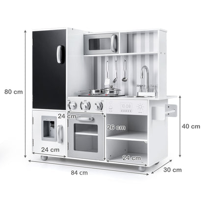 Pretend Play Kitchen for Kids with Utensils Aged 3+-Silver