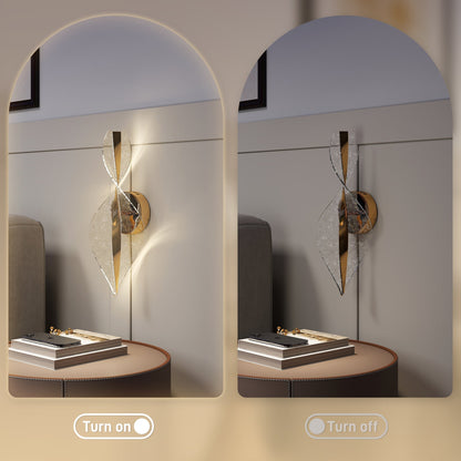 HOMCOM Led Wall Lamp 2 Pack, 13W Modern Indoor Spiral Wall Light, Colour Temperature Adjustable 3000K/4000K/6500K, for Bedroom, Living Room, Hallway, Stairs, Gold Tone