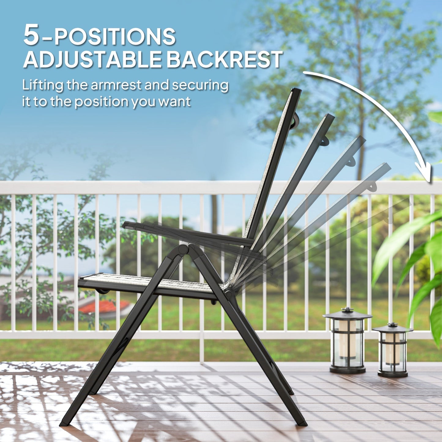 Outsunny Rattan Reclining Garden Chairs - Grey