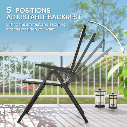 Outsunny Rattan Reclining Garden Chairs - Grey