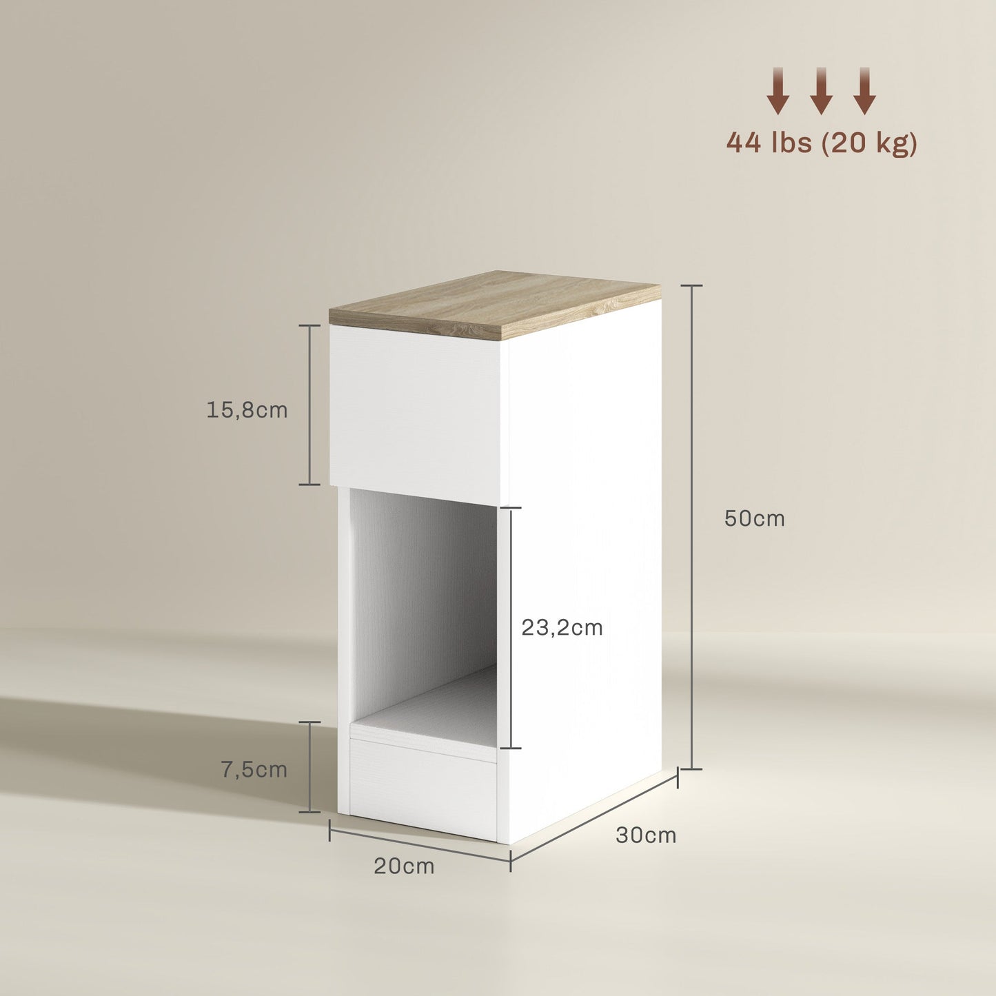 HOMCOM Set of Two Modern Storage Bedside Tables - White