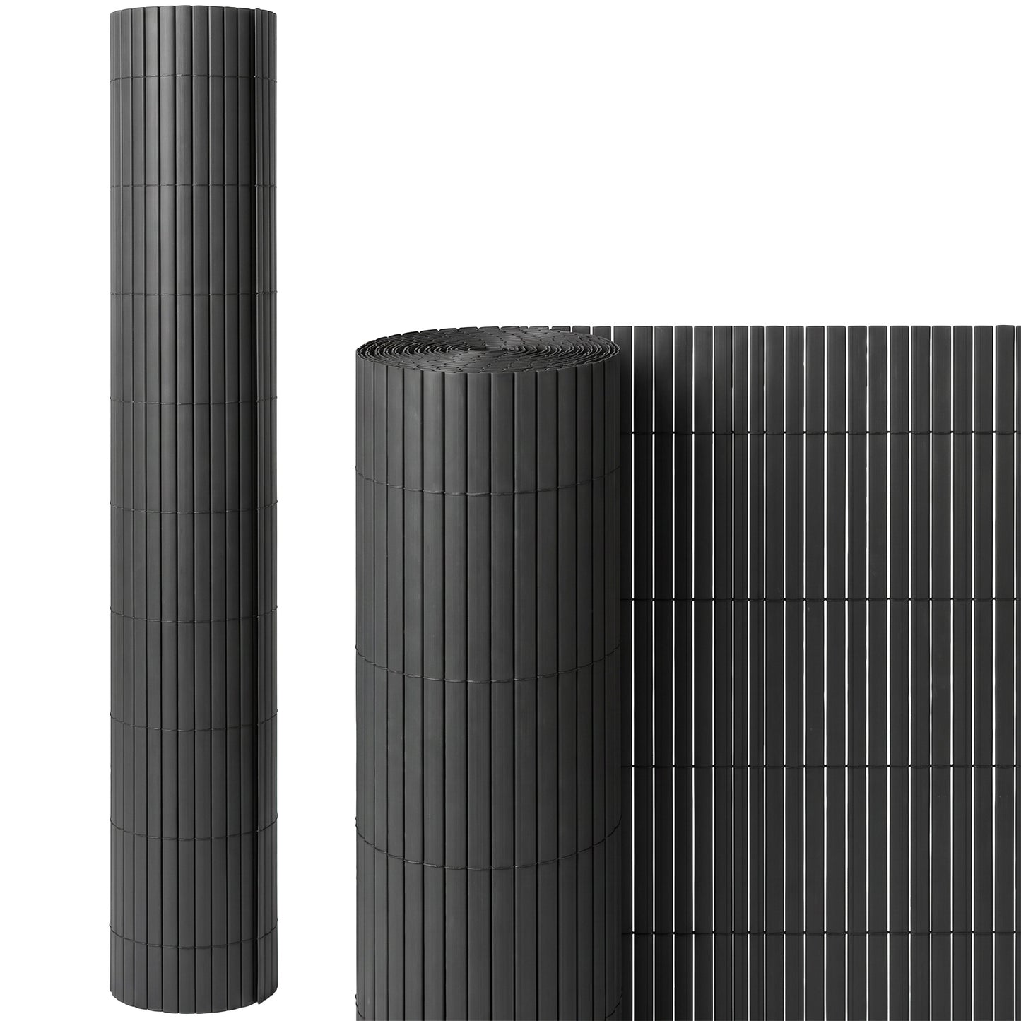 Outsunny 2Pcs Plastic Privacy Screening Fence, 1m x 3 m Waterproof Windbreak Fence, Dark Grey