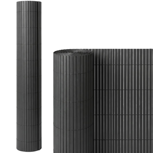 Outsunny 2Pcs Plastic Privacy Screening Fence, 1m x 3 m Waterproof Windbreak Fence, Dark Grey