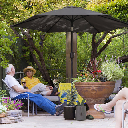 Outsunny 2.6 m Garden Parasol Umbrella with Aluminium Pole, Outdoor Patio Umbrella with Tilt and Crank, Vent, Black