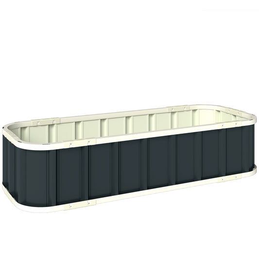 Outsunny Galvanised Raised Garden Bed, 4.5 x 2 x 1 ft Metal Planter with Gloves and Folded Edging, Dark Grey