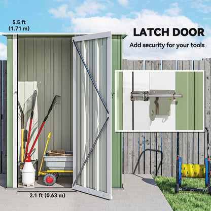 Outsunny 5ft x 3ft Metal Garden Storage Shed, Outdoor Tool Shed with Sloped Roof, Lockable Door for Tools, Equipment, Light Green