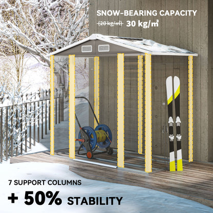 Outsunny 7 x 4ft Garden Shed, Easy to Assemble, Upgraded Galvanised Steel Frame with Foundation Kit, Double Doors with Lock, Outdoor Metal Shed with Vents and Gloves, Garden Storage Shed, Light Grey