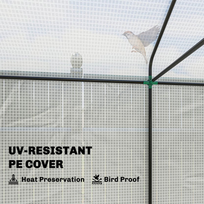 Outsunny Walk-in Greenhouse, Outdoor Tomato Greenhouse with Roll-up Door and Mesh Windows, PE Cover, 200 x 140 x 200cm, White