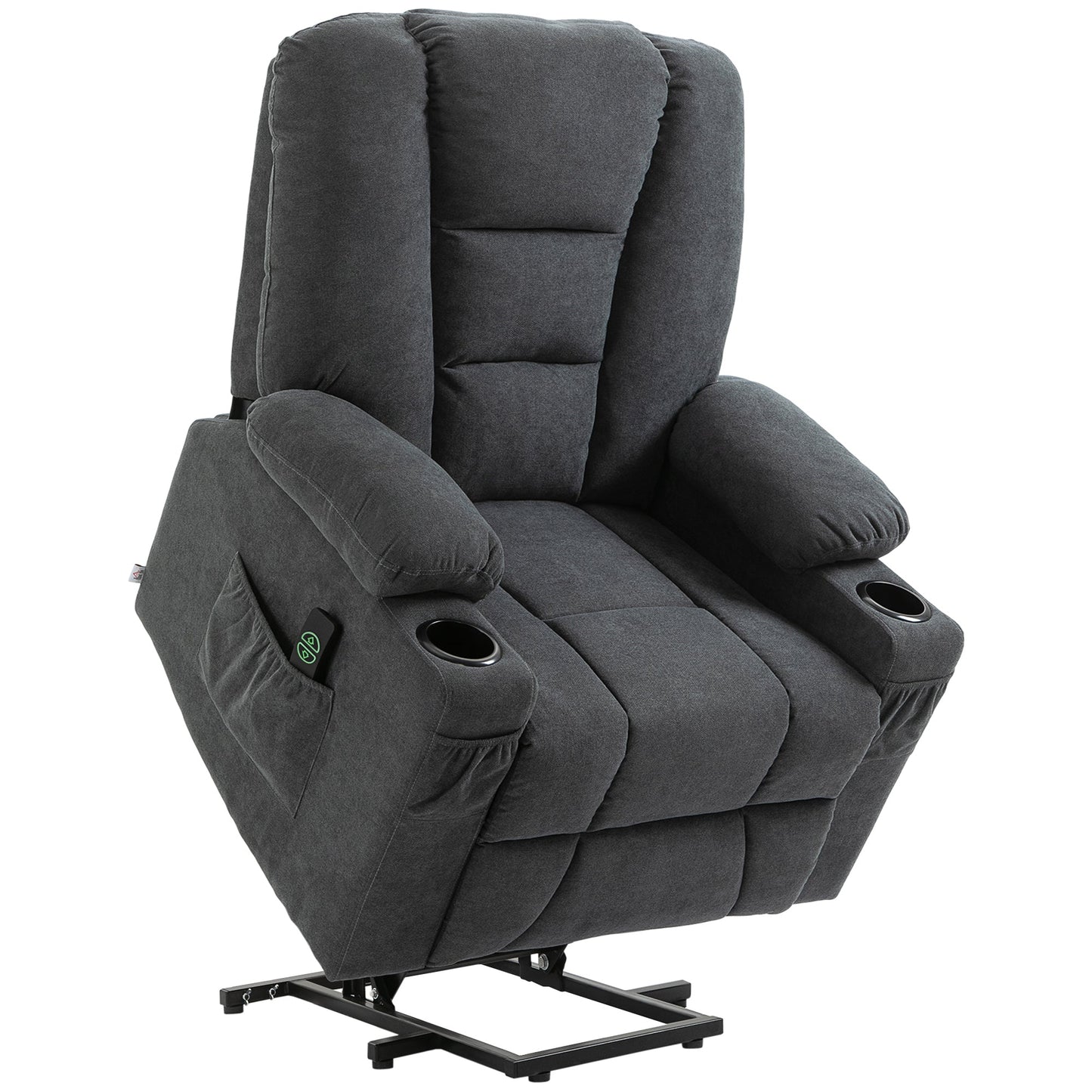 HOMCOM Electric Riser Recliner Armchair√Ø¬º≈í Oversized Chair with Cup Holder & Side Pockets for Elderly in Living Room, Charcoal Grey