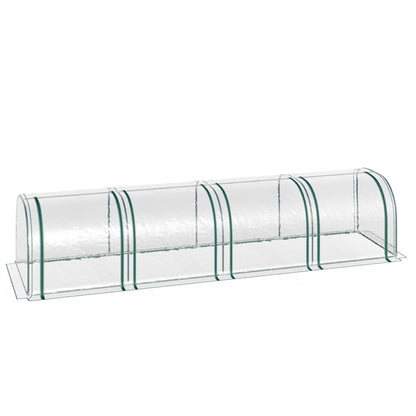 Outsunny PVC Tunnel Greenhouse Green Grow House Steel Frame for Garden Backyard with Zipper Doors 395 x 100 x 80cm, Clear