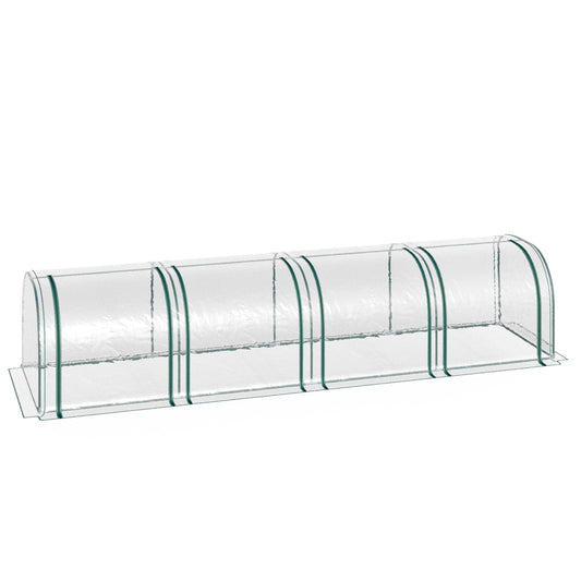 Outsunny PVC Tunnel Greenhouse Green Grow House Steel Frame for Garden Backyard with Zipper Doors 395 x 100 x 80cm, Clear