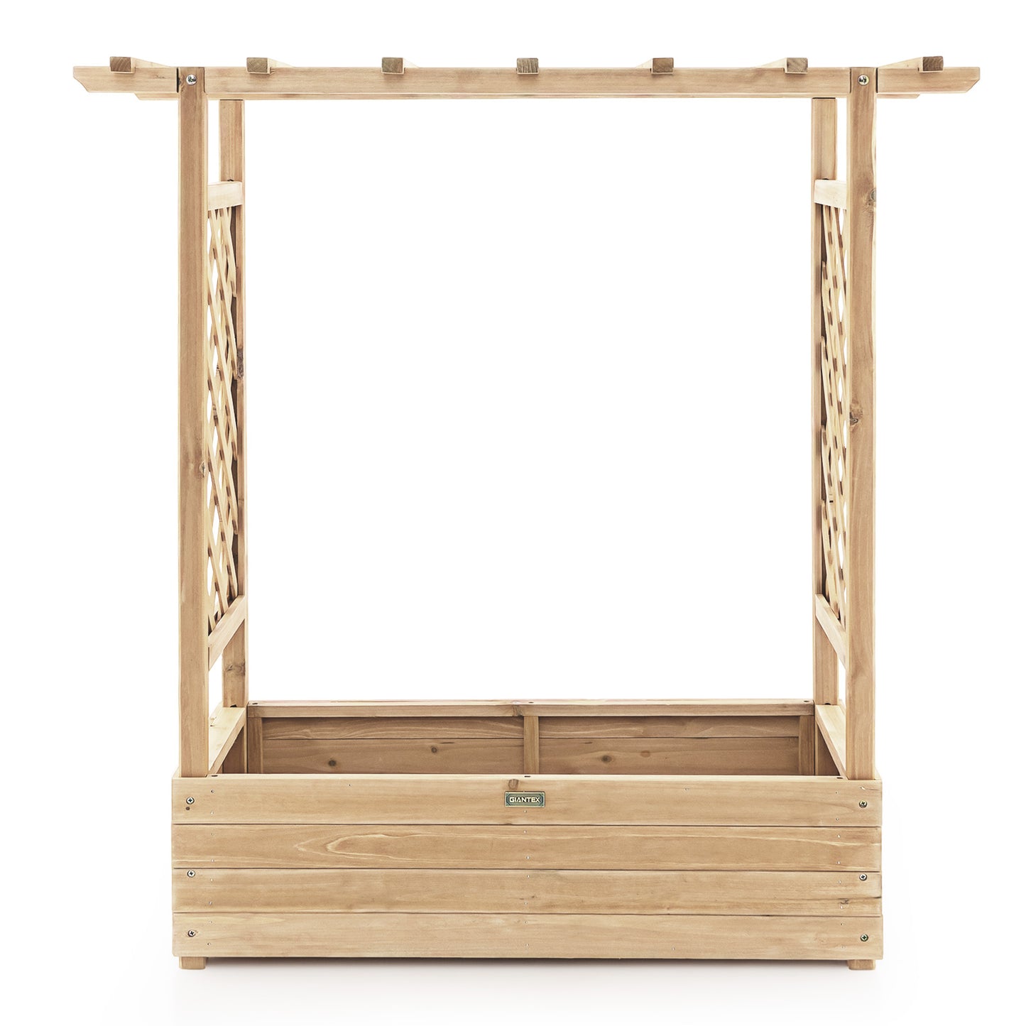 Raised Garden Bed with Arch Trellis-Natural