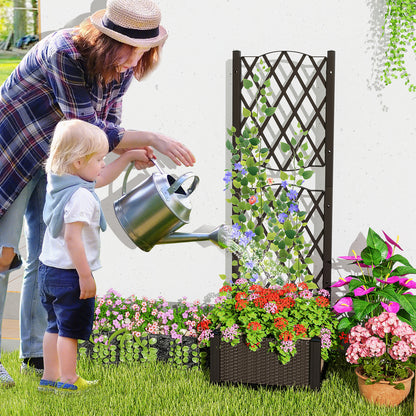 Raised Garden Bed with Trellis and Self-Watering System-Brown