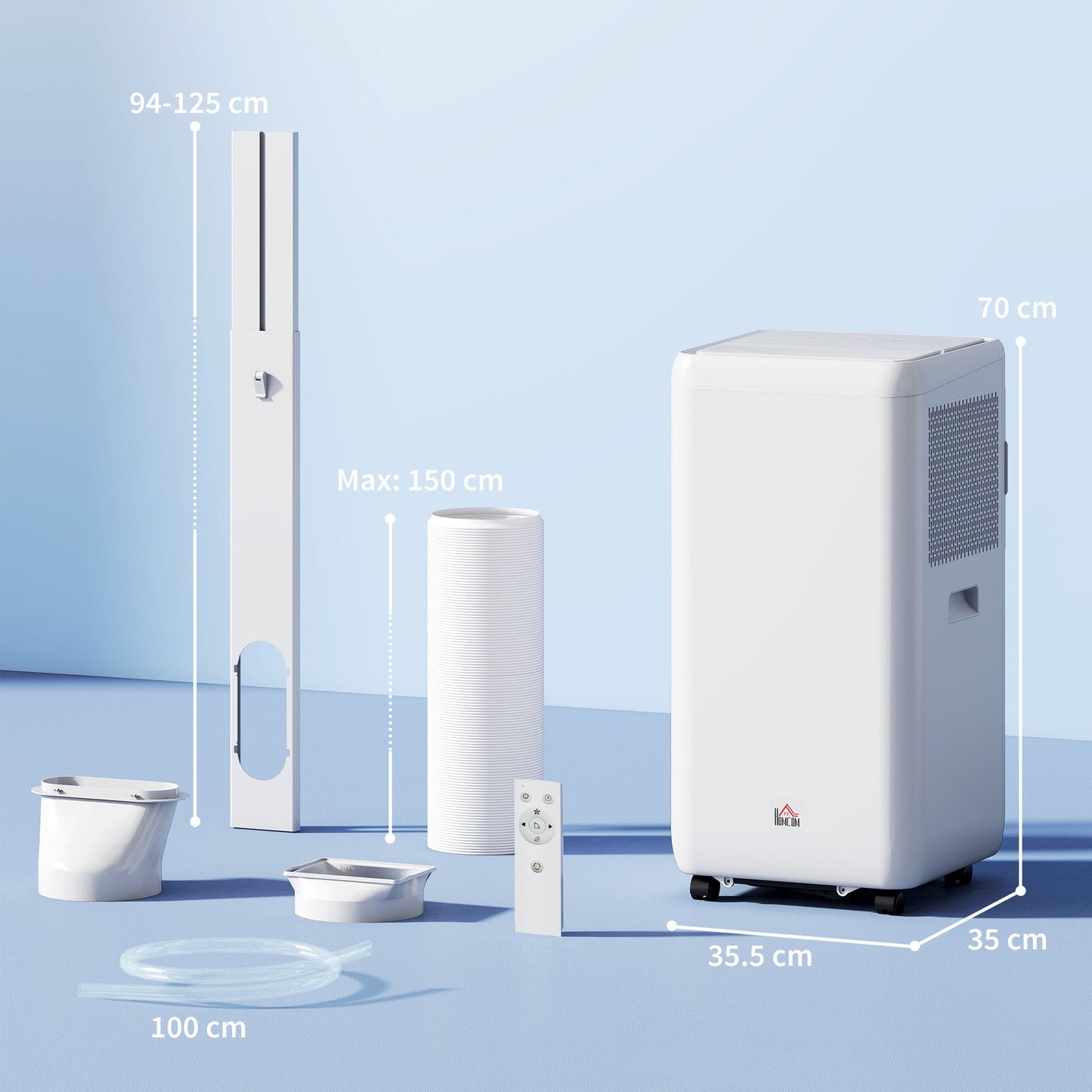 HOMCOM 12,000 BTU 5-in-1 Mobile Air Conditioner, 35m2 Radius - White
