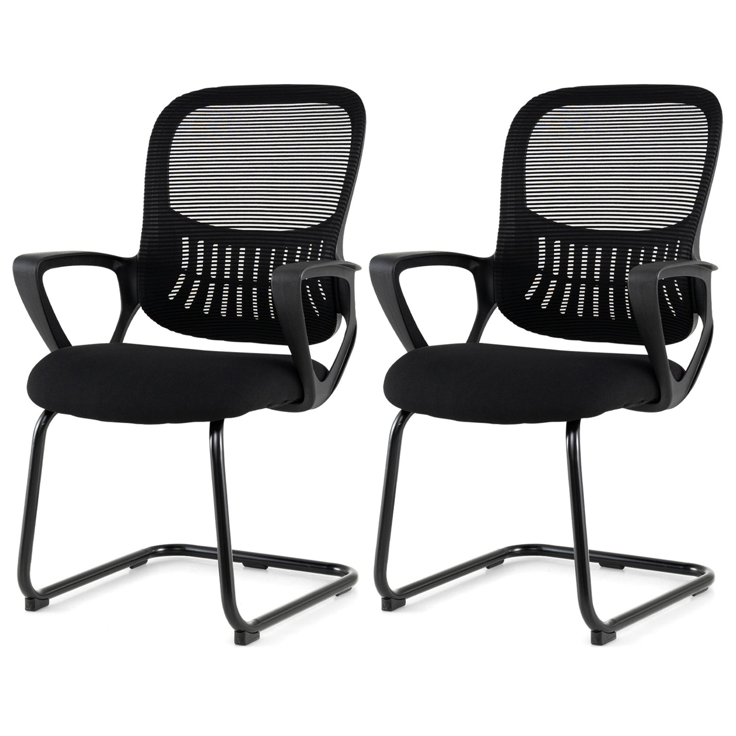 Reception Chairs Set of 2 with Breathable Mesh Back-Black