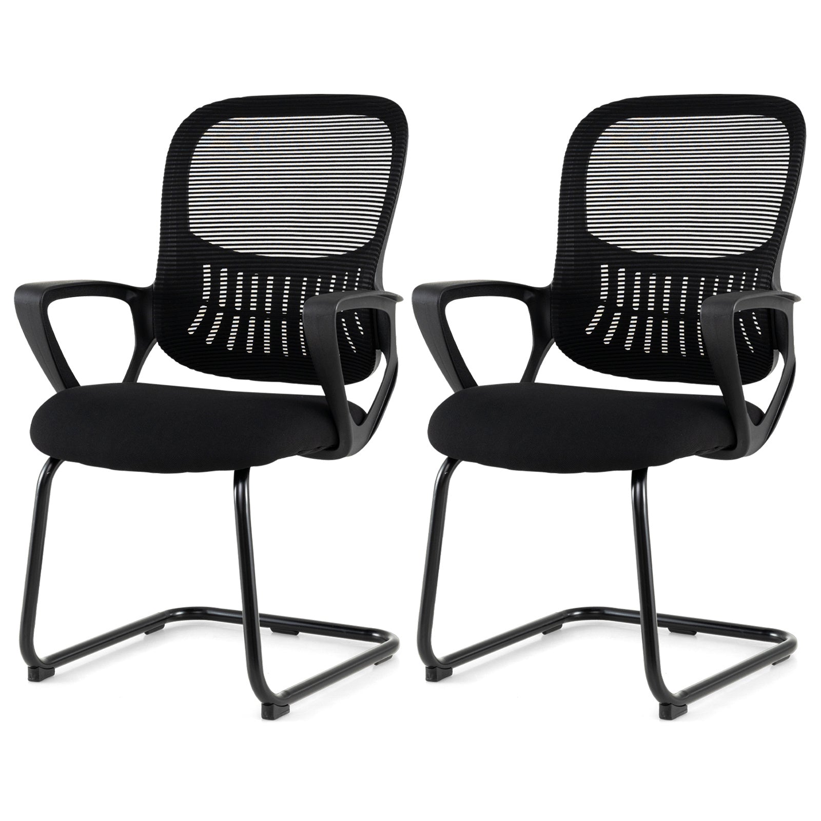 Reception Chairs Set of 2 with Breathable Mesh Back-Black