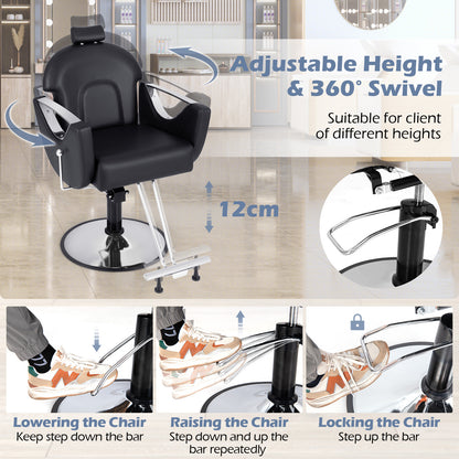 Reclining Salon Chair for Hair Stylist-Black