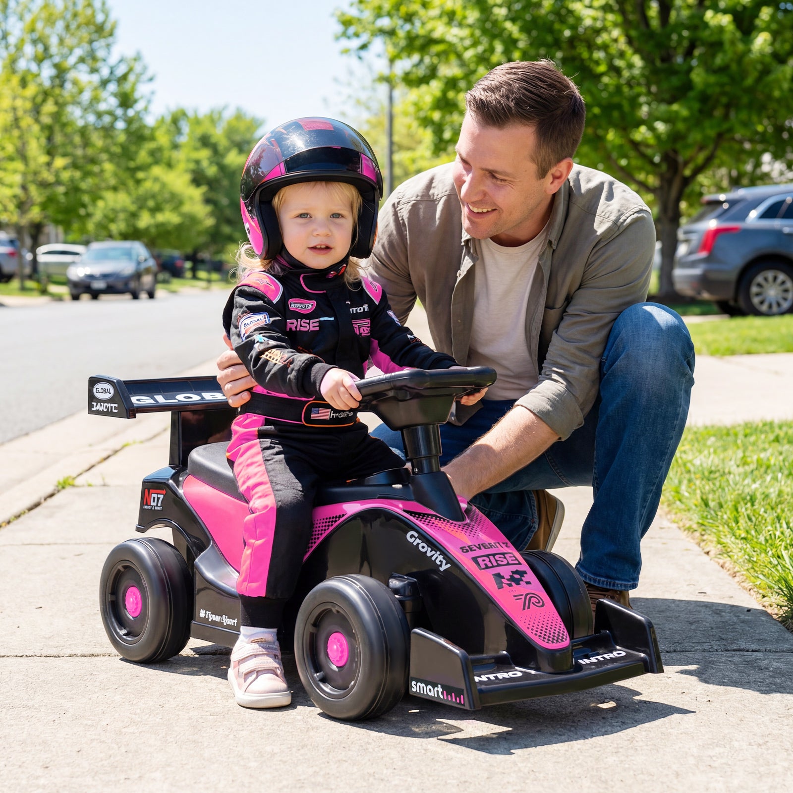 Ride on Car Toddler Sliding Car with 3 Songs Under-Seat Storage-Pink