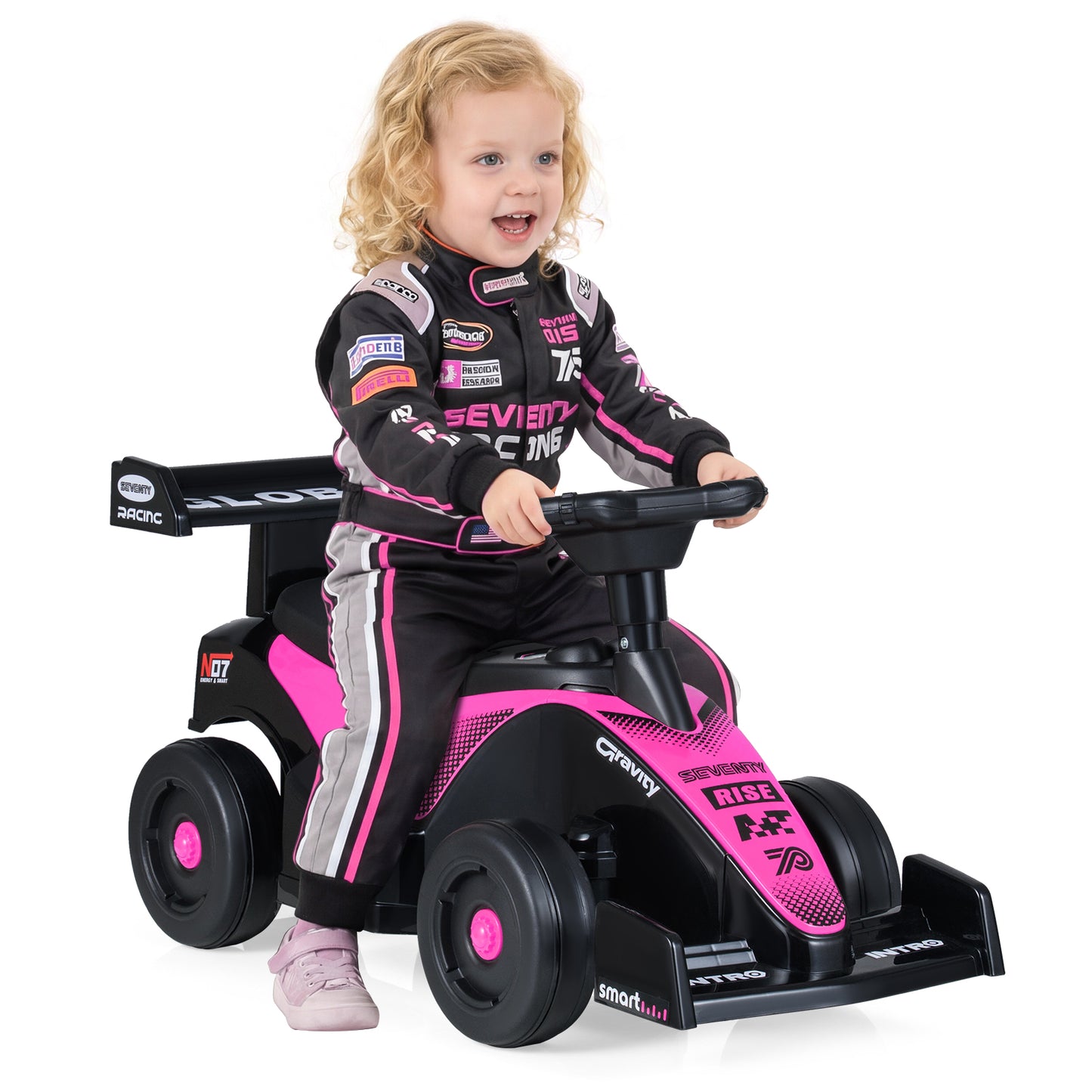 Ride on Car Toddler Sliding Car with 3 Songs Under-Seat Storage-Pink