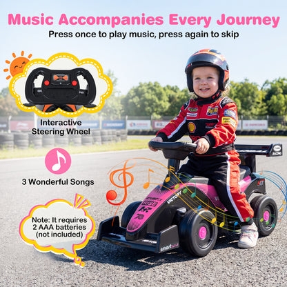 Ride on Car Toddler Sliding Car with 3 Songs Under-Seat Storage-Pink