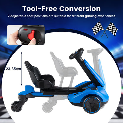 Ride on Drift Car for Kids 2-In-1 Go Kart with Adjustable Seat Sound LED Lights-Blue