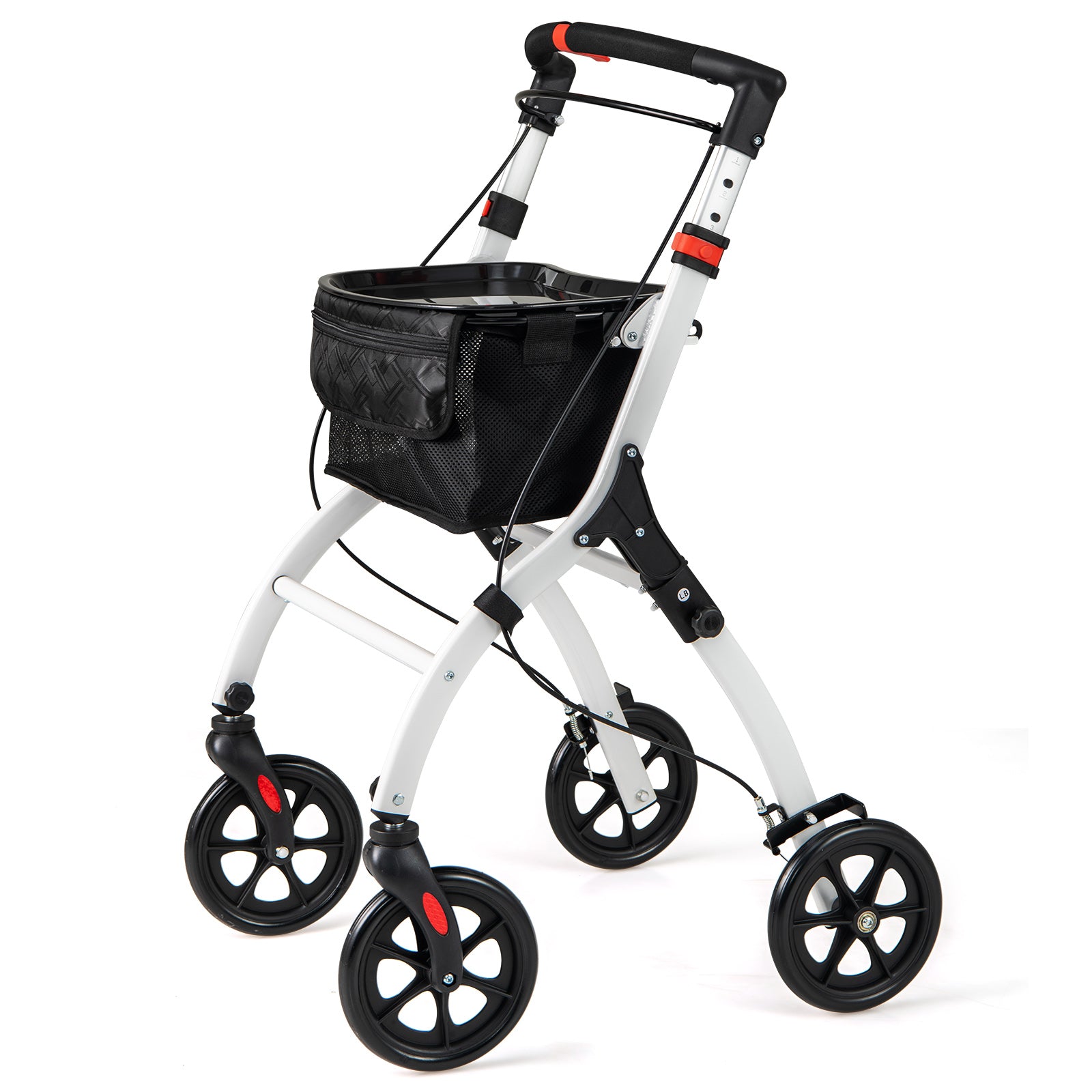 Rollator Walkers Lightweight Foldable Rolling Walker with Tray for Seniors-White