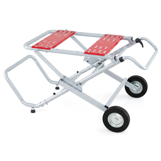 Rolling Foldable Heavy Duty Metal Base with 20cm Rubber Wheels-Red