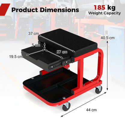 Rolling Creeper Seat with 185 kg Capacity and Universal Casters-Black