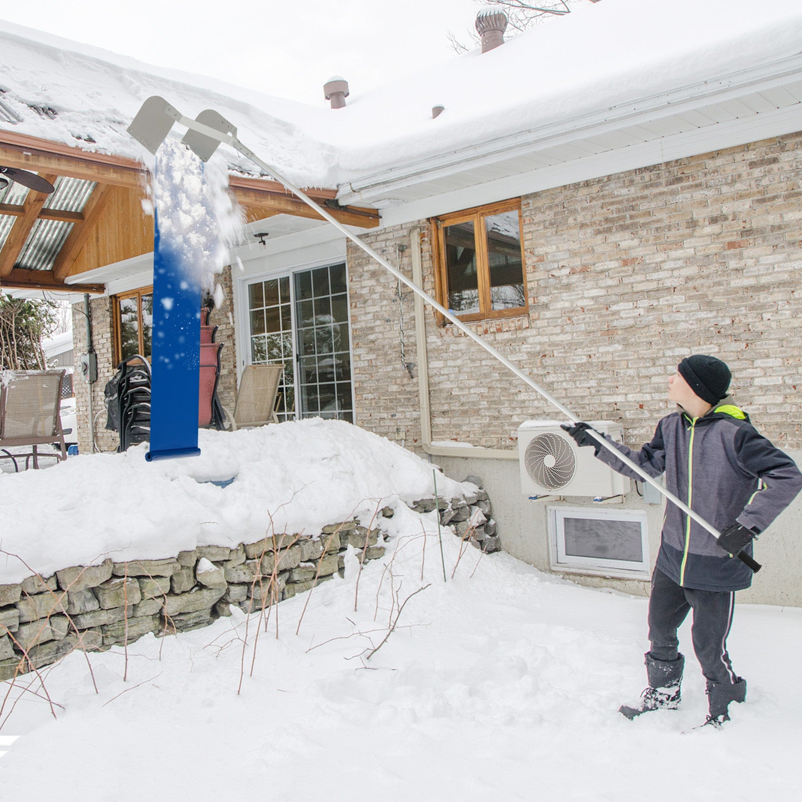 Roof Rake Snow Removal Aluminum Snow Roof Rake with 624 Max Length