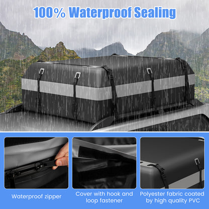 600L Waterproof Rooftop Cargo Carrier Bag Luggage Lock-Grey
