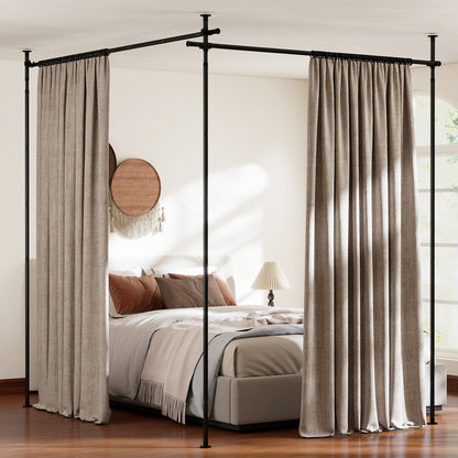 Room Divider Curtain Rod Adjustable Floor to Ceiling Tension Rod-Black