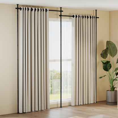 Room Divider Curtain Rod Adjustable Floor to Ceiling Tension Rod-Black