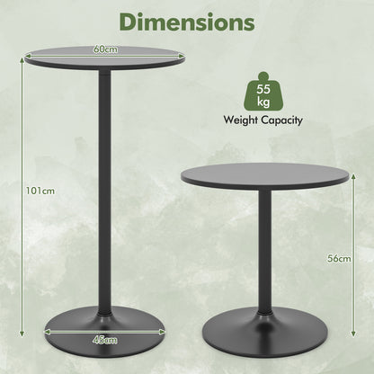 Round Bar Table with Adjustable Height and Metal Base Set of 1-Black