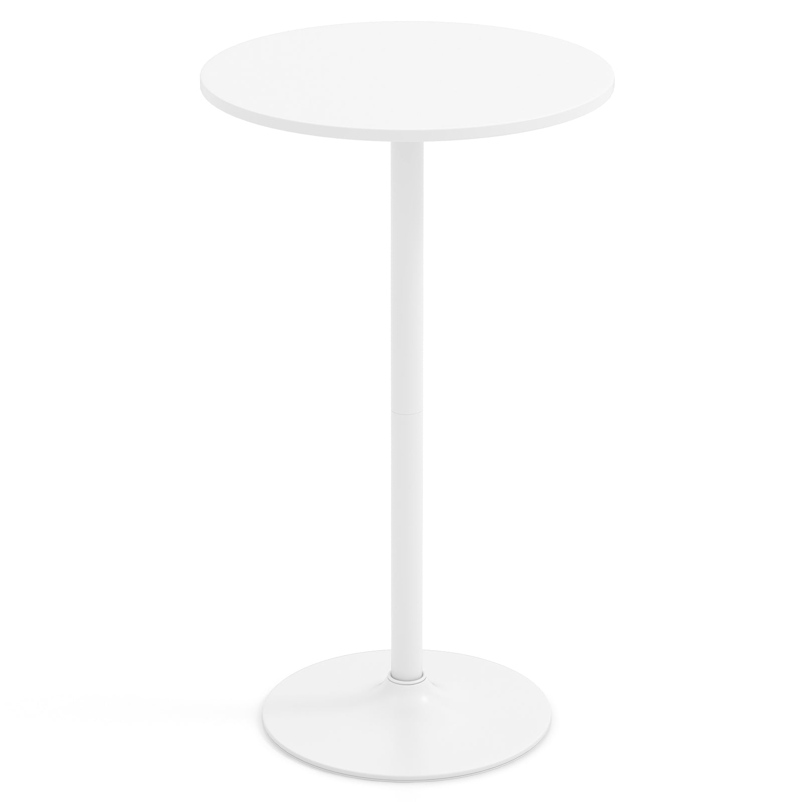 Round Bar Table with Adjustable Height and Metal Base Set of 1-White