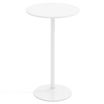 Round Bar Table with Adjustable Height and Metal Base Set of 1-White