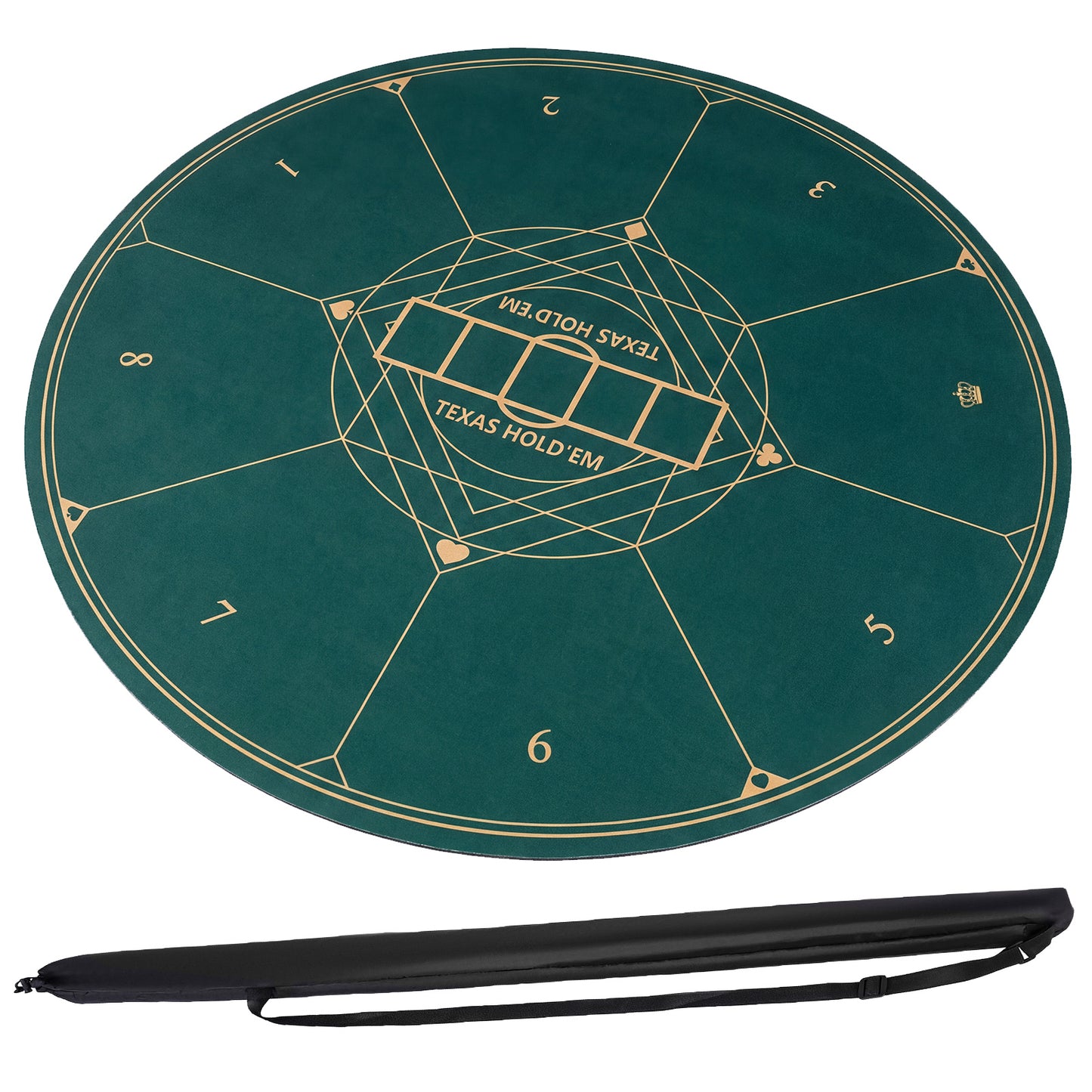 Round Poker Mat for Texas Hold'em 140 cm with Carrying Bag-Green