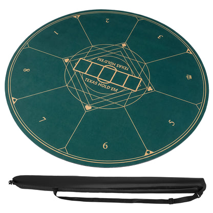 Round Poker Mat for Texas Hold'em 40 Inches Portable Anti-Slip Rubber Base Table Layout-Green