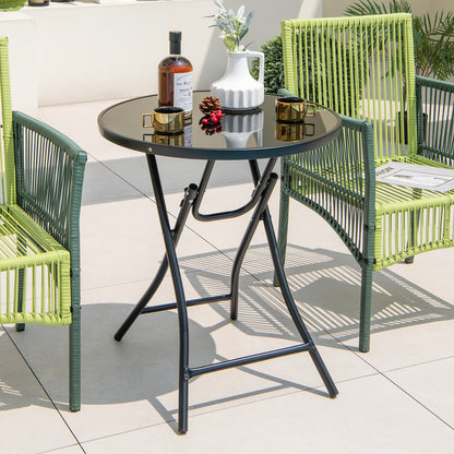 Round Bistro Table with Tempered Glass Tabletop