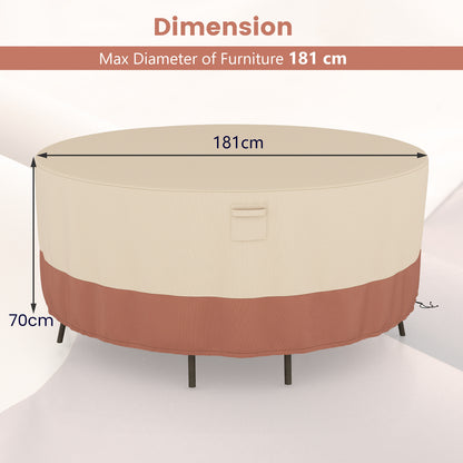 158/181/213 CM Round Patio Furniture Cover-Beige-M