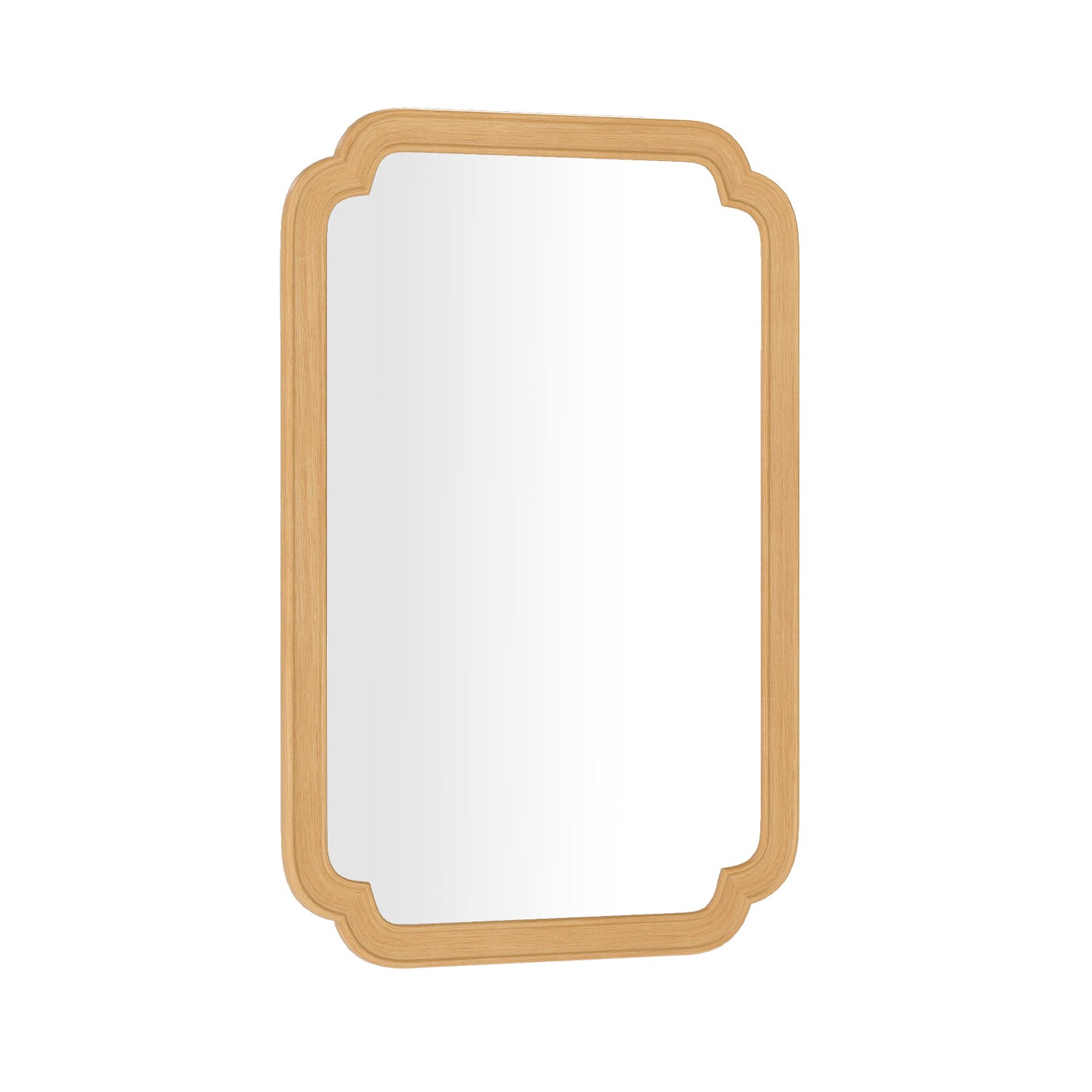 Rounded Corner Arch Wall Mirror for Bathroom Living Room-Natural