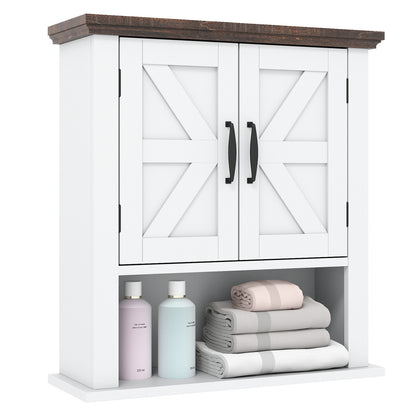 The Rustic Barn Collection - Bathroom Wall Cabinet and 3-Drawer Floor Cabinet costway